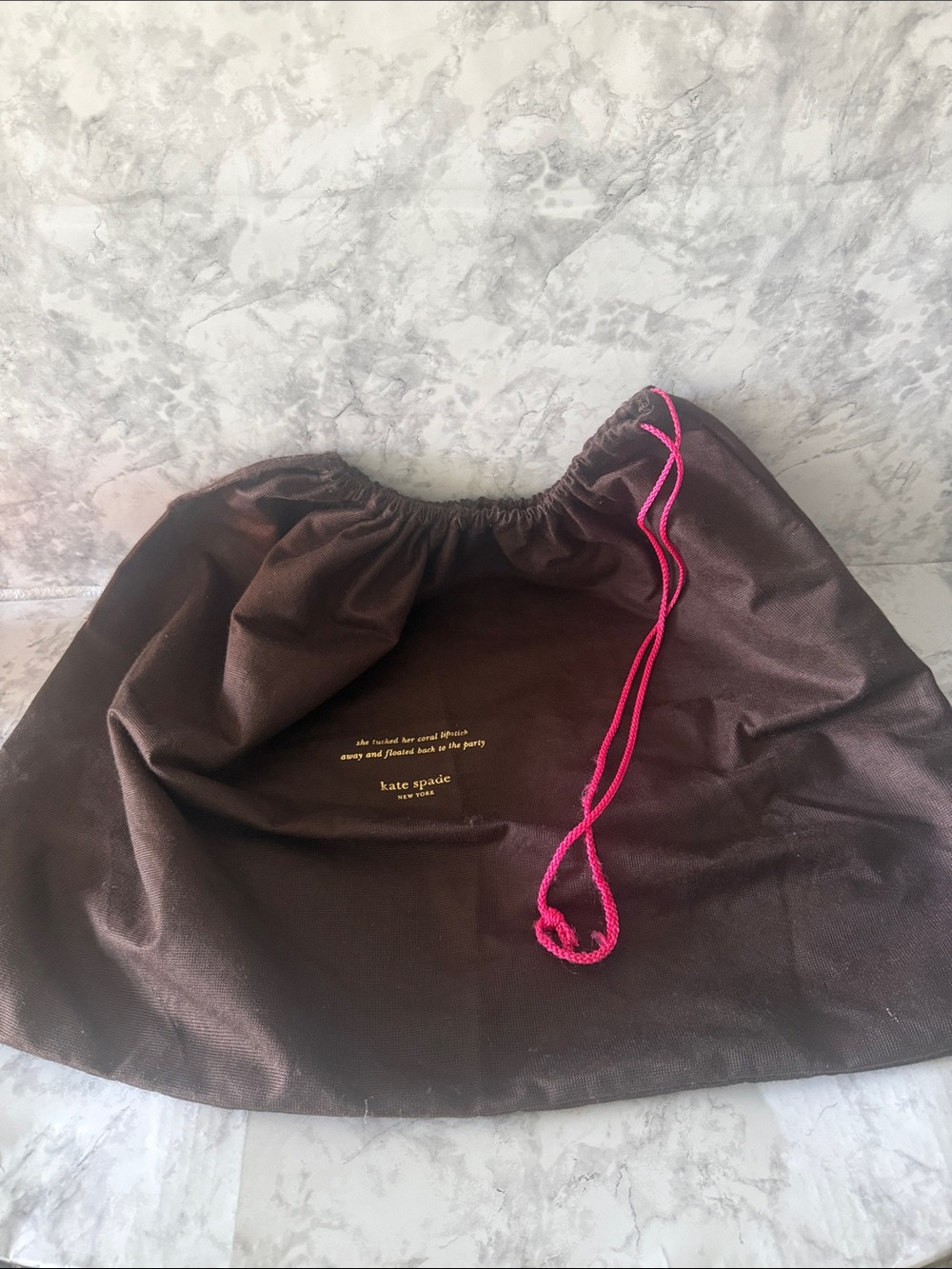 kate spade Brown Dust Bag with Pink Drawstring 27x18 1/2